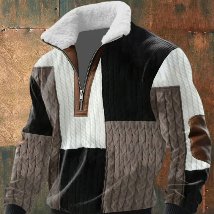 Geovari | Fleece Zip Polo Neck Jumper with High Collar