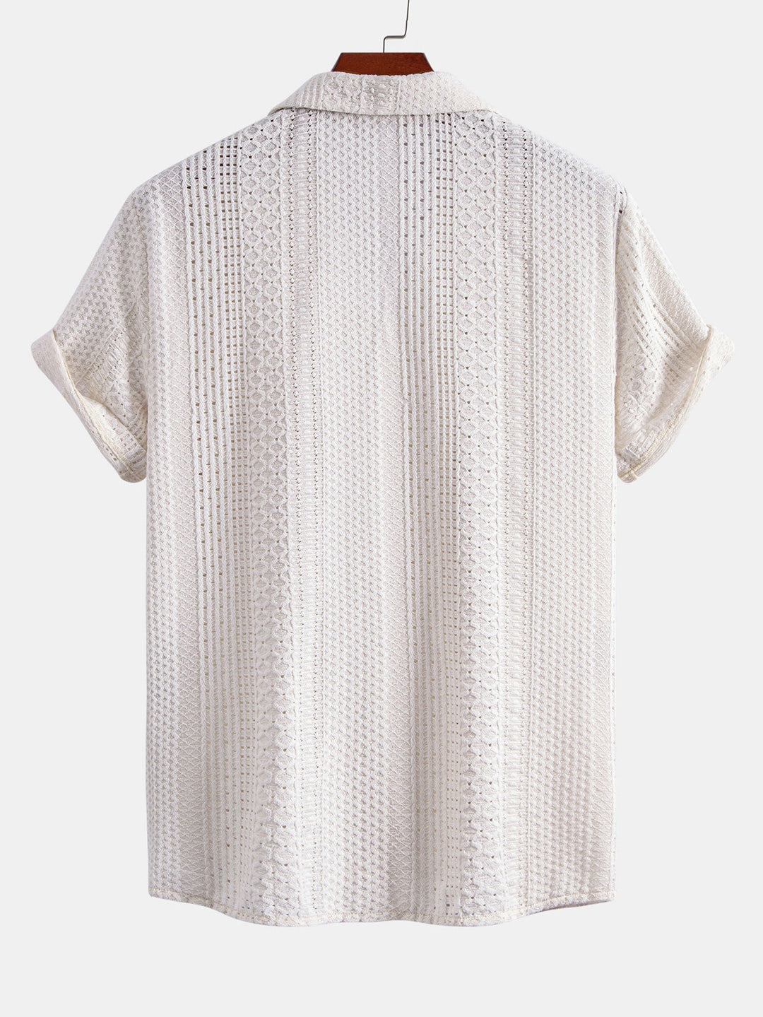 Geovari | Geometric Jacquard Cuban Collar Shirt and Linen Trousers