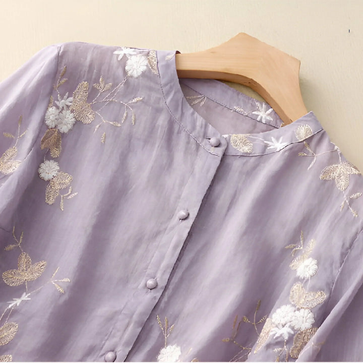 Geovari | Embroidered Floral Cotton Top