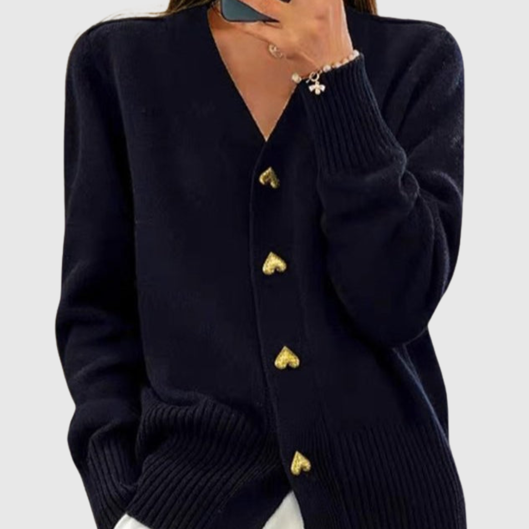 Geovari | Heart-Button Cardigan