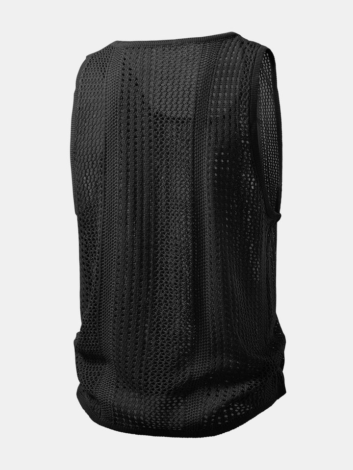 Geovari | Crocheted U-Neck Tank & Crinkle Straight-Leg Trousers