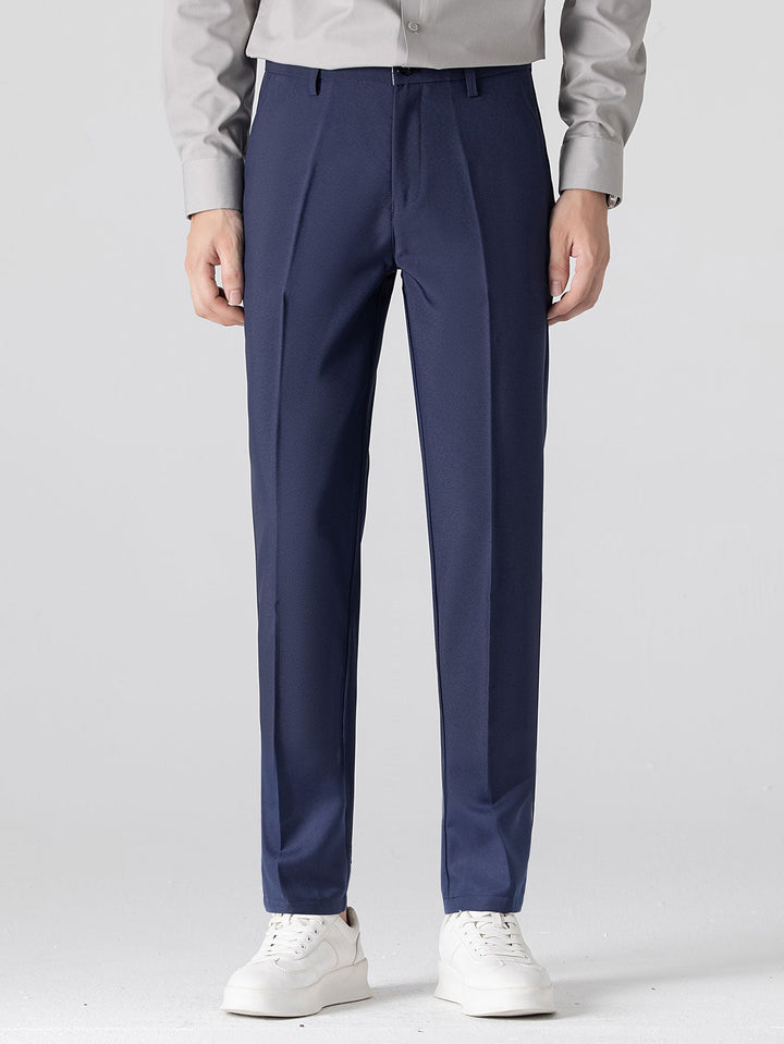 Geovari | Contrast Trim Zip Knit Polo & Tapered Trousers