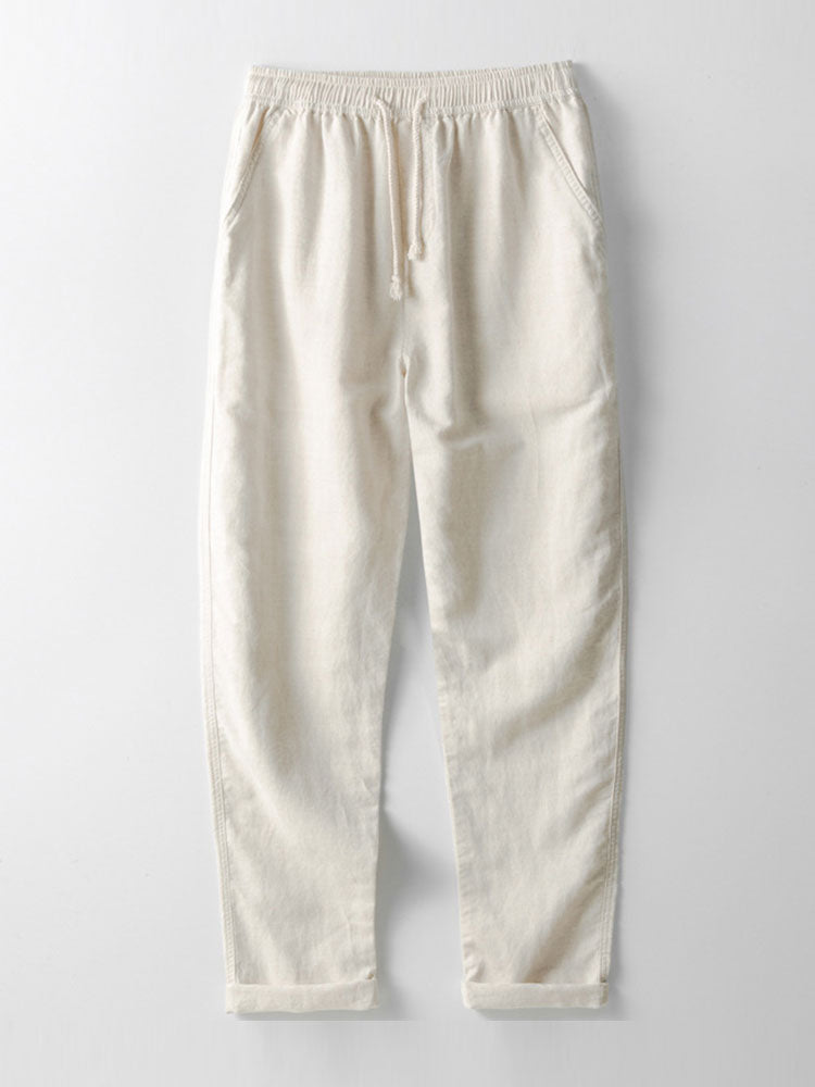 Geovari | Plaid Open-Knit Shirt & Straight-Leg Linen Trousers
