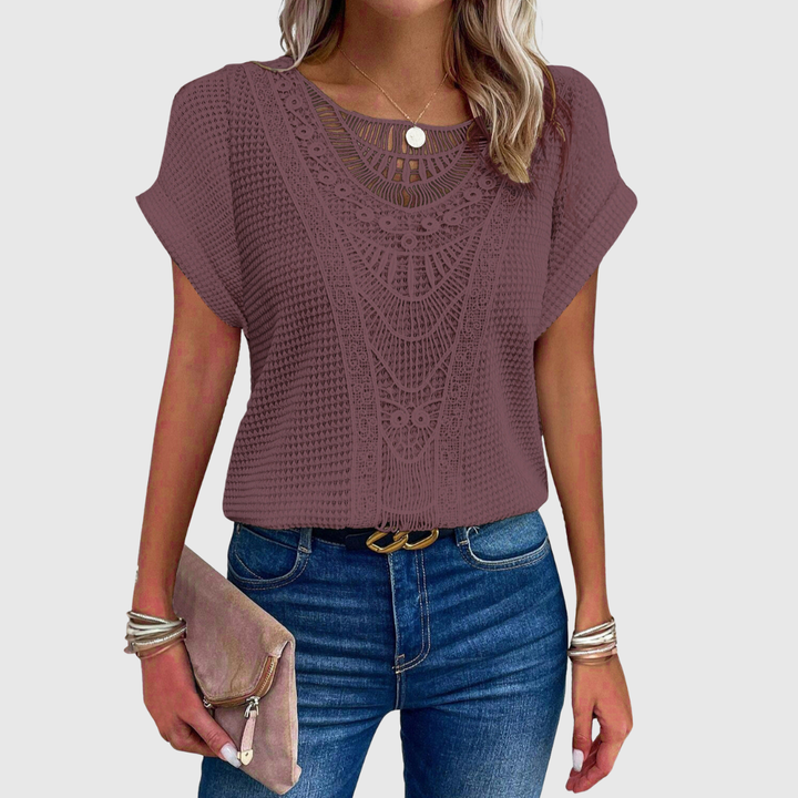 Geovari | Lace Short-Sleeved Top