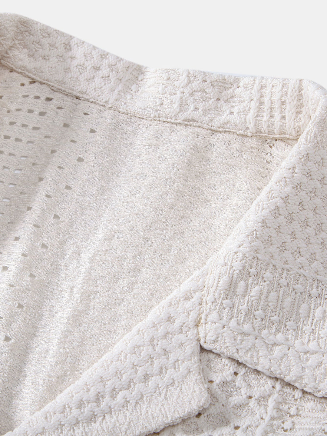 Geovari | Geometric Jacquard Cuban Collar Shirt and Linen Trousers