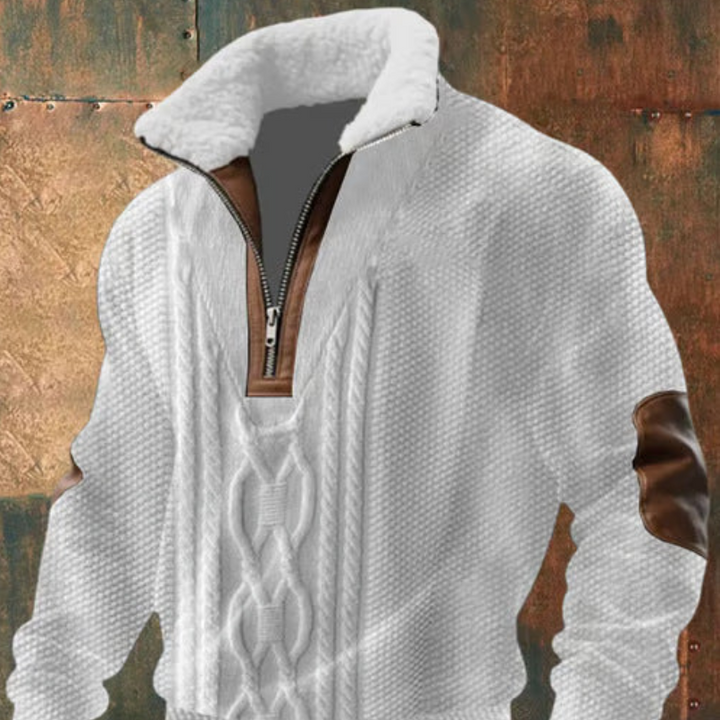 Geovari | Fleece Zip Polo Neck Jumper with High Collar