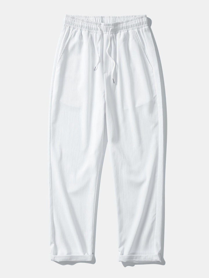 Geovari | Crocheted U-Neck Tank & Crinkle Straight-Leg Trousers