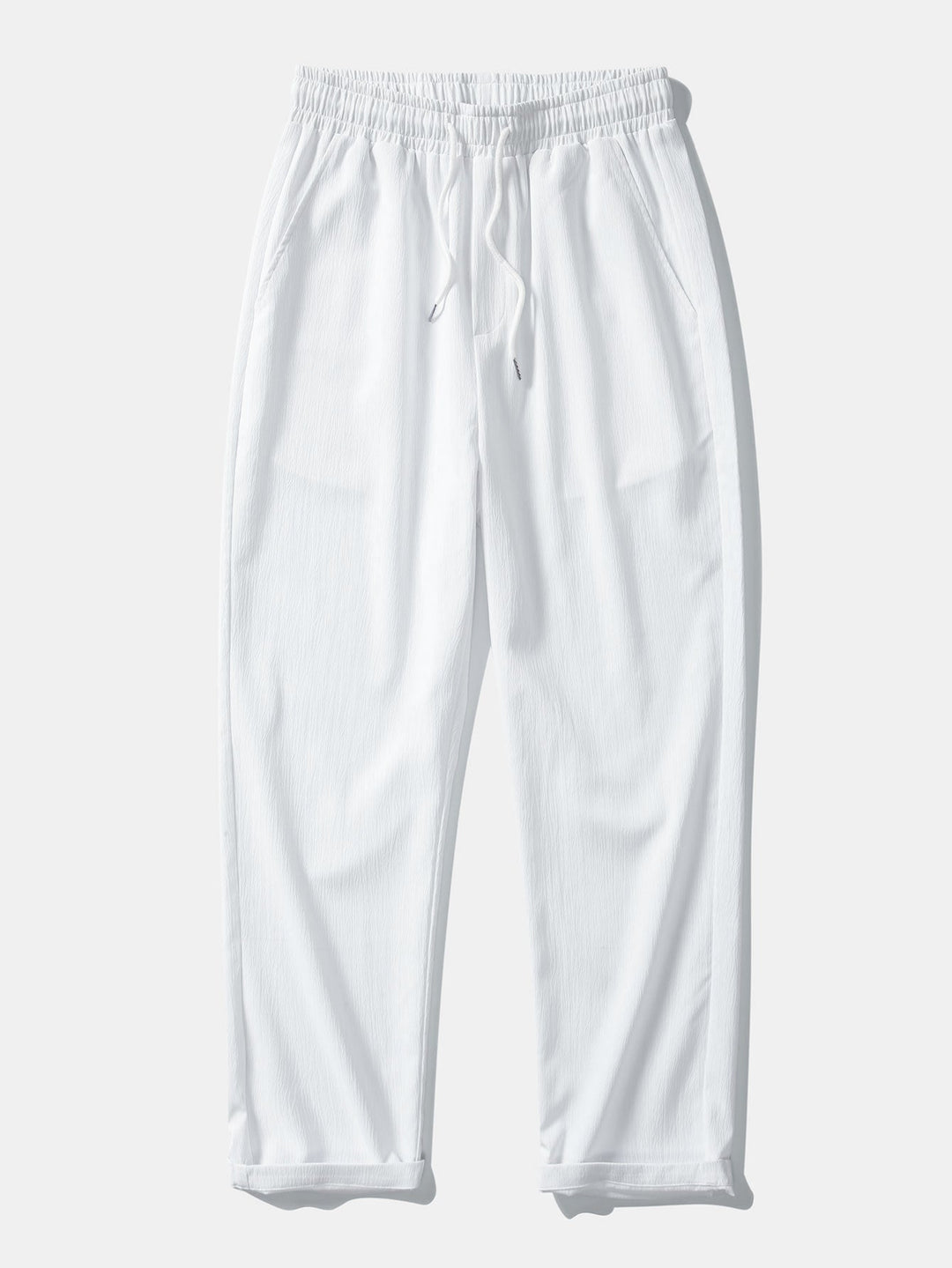 Geovari | Short-Sleeve Seersucker Stand-Collar Shirt & Crinkle-Textured Straight-Leg Trousers