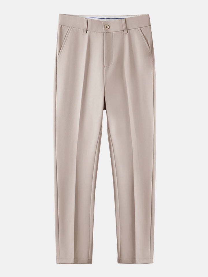 Geovari | Contrast Trim Zip Polo & Slim Tapered Trousers
