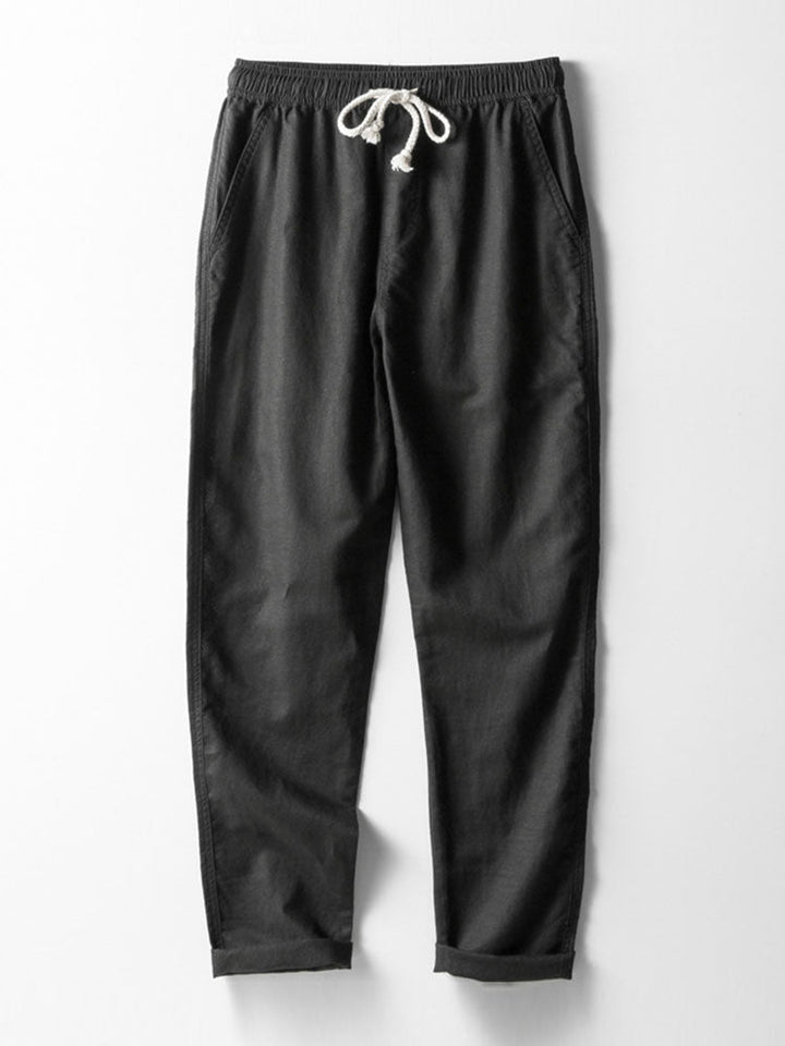 Geovari | Zig Zag Open-Knit Shirt & Straight-Leg Linen Trousers
