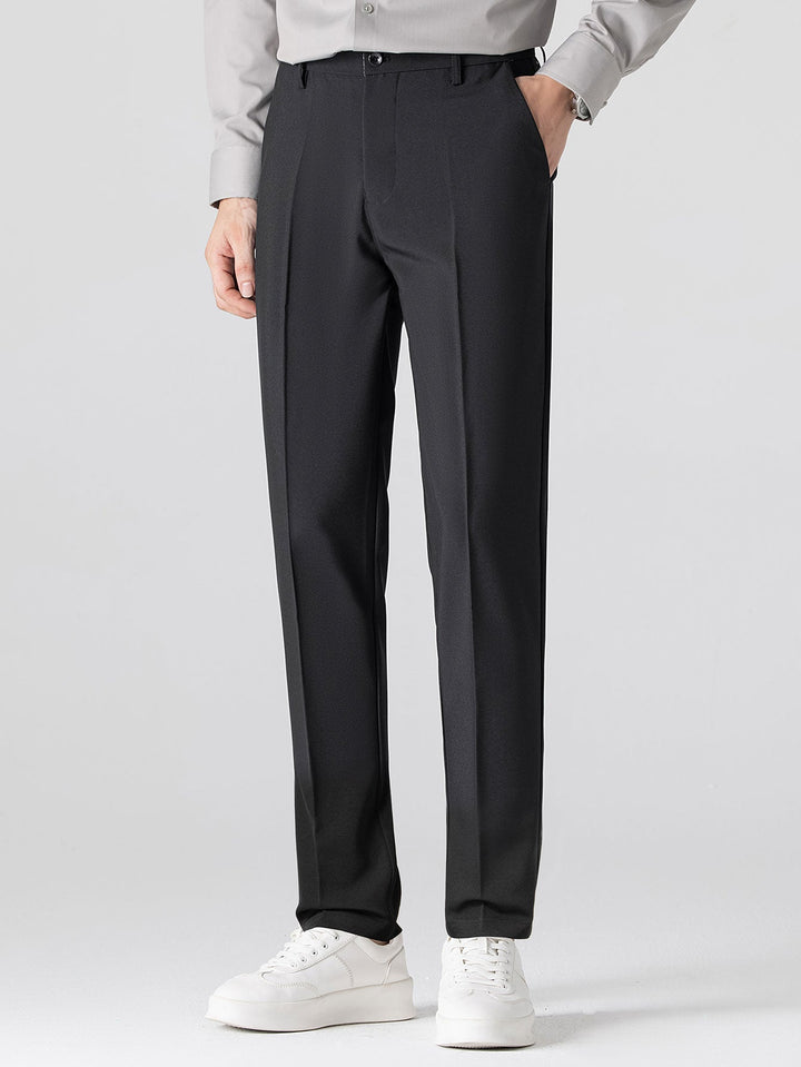 Geovari | Contrast Trim Zip Knit Polo & Tapered Trousers