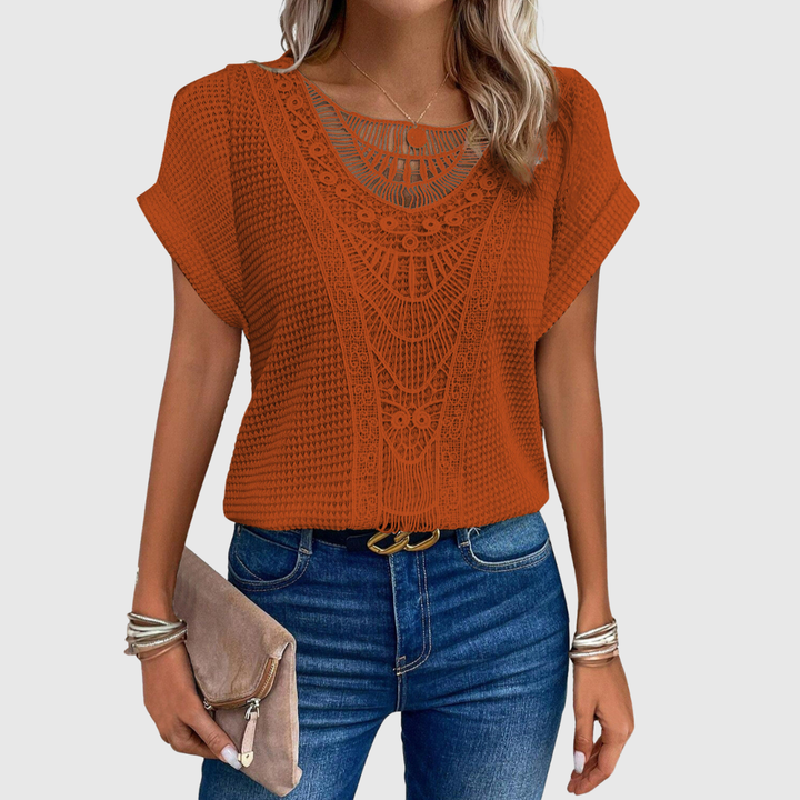 Geovari | Lace Short-Sleeved Top