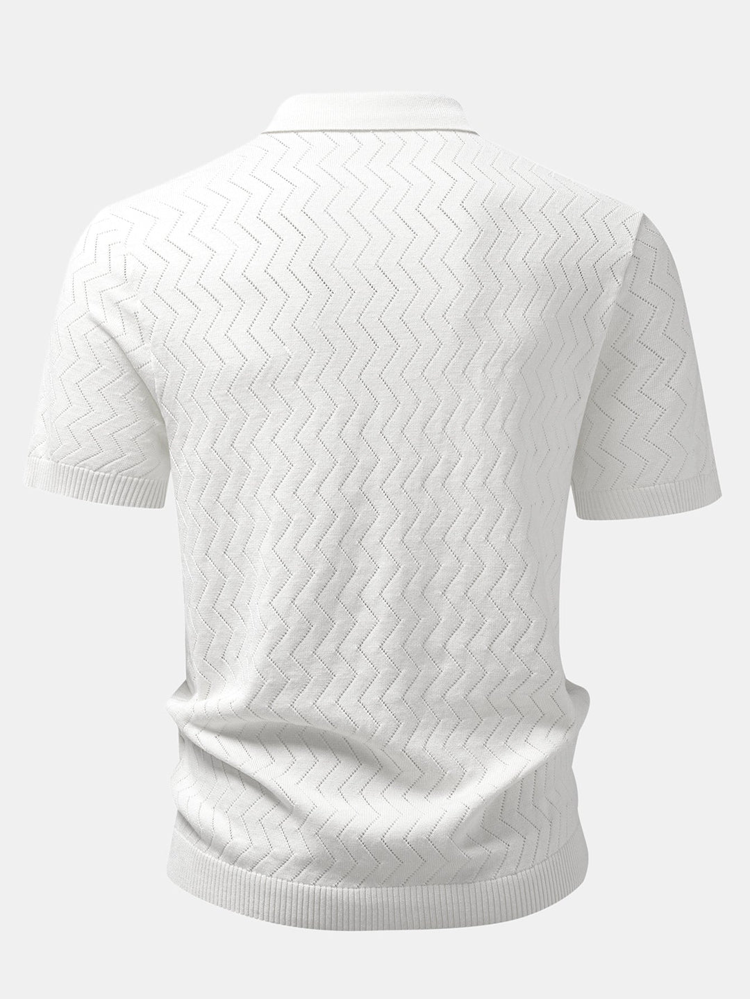 Geovari | Zig Zag Open-Knit Shirt & Straight-Leg Linen Trousers