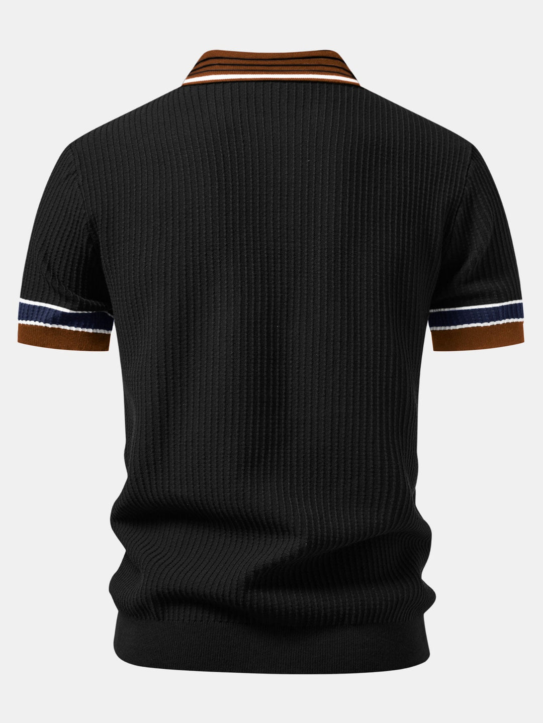 Geovari | Contrast Stripe Trim Waffle Knit Polo & Trousers