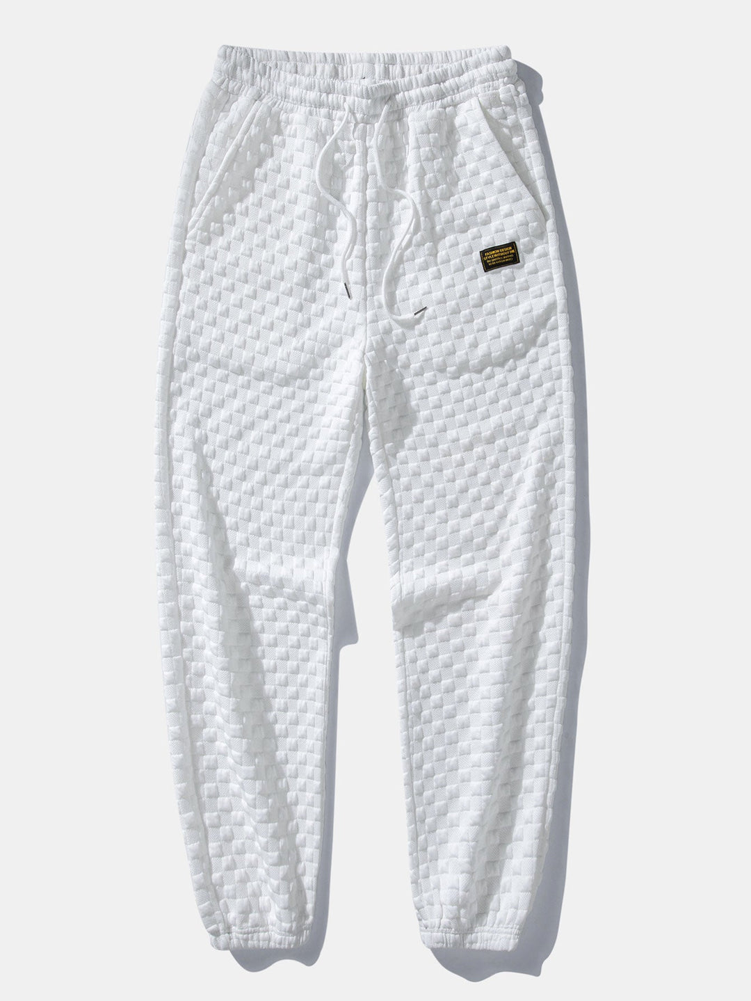 Geovari | Checkerboard Sleeveless Zip-Up Hoodie and Jacquard Jogger Trousers