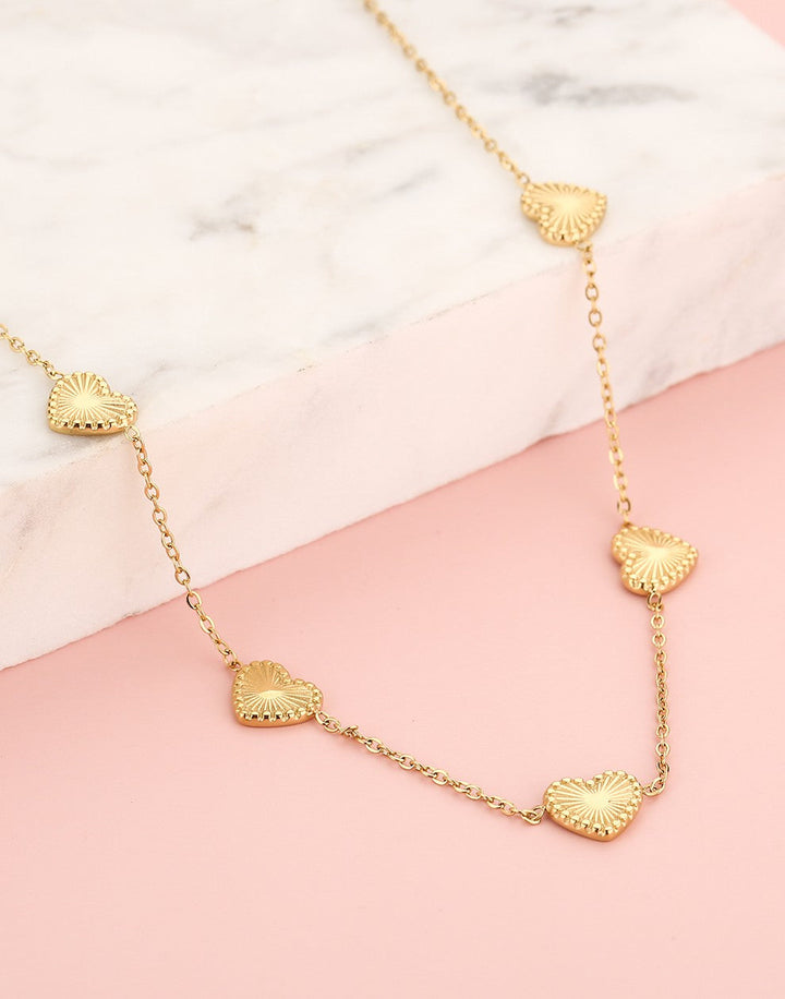 Geovari | Vintage Heart Pendant Necklace, Gold-Coloured