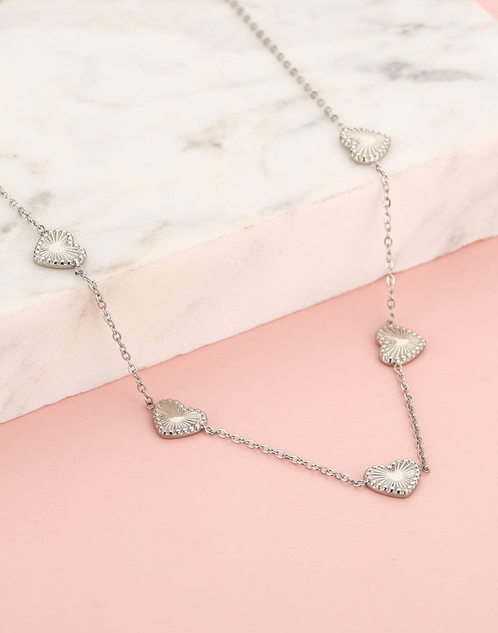 Geovari | Vintage Silver-Coloured Heart Necklace