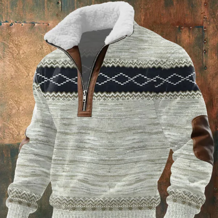 Geovari | Fleece Zip Polo Neck Jumper with High Collar