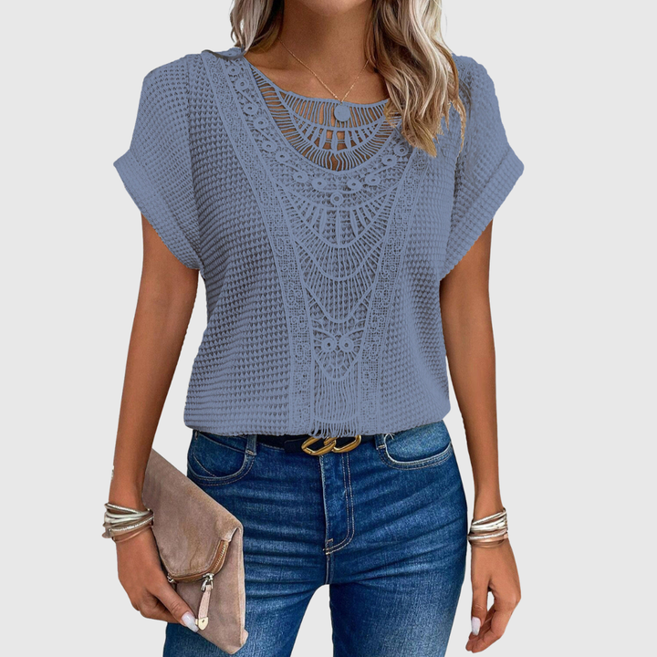 Geovari | Lace Short-Sleeved Top