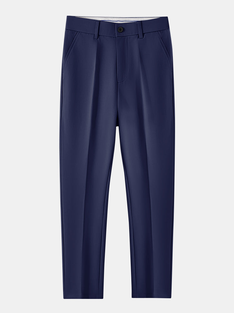 Geovari | Contrast Trim Zip Knit Polo & Tapered Trousers