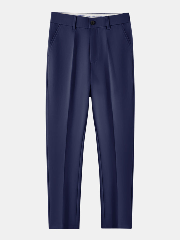 Geovari | Contrast Trim Zip Knit Polo & Tapered Trousers