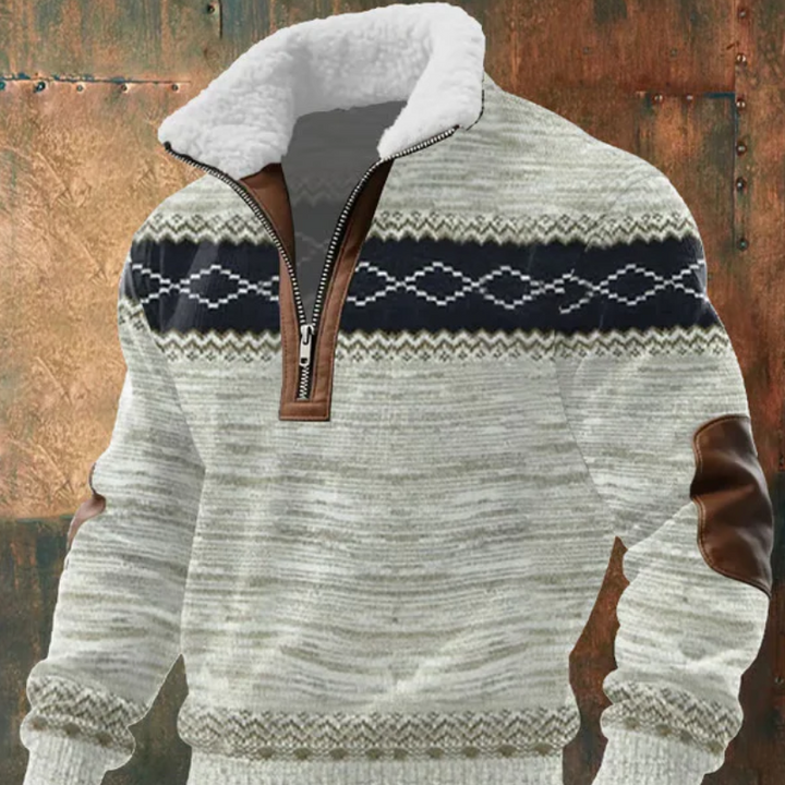 Geovari | Fleece Zip Polo Neck Jumper with High Collar