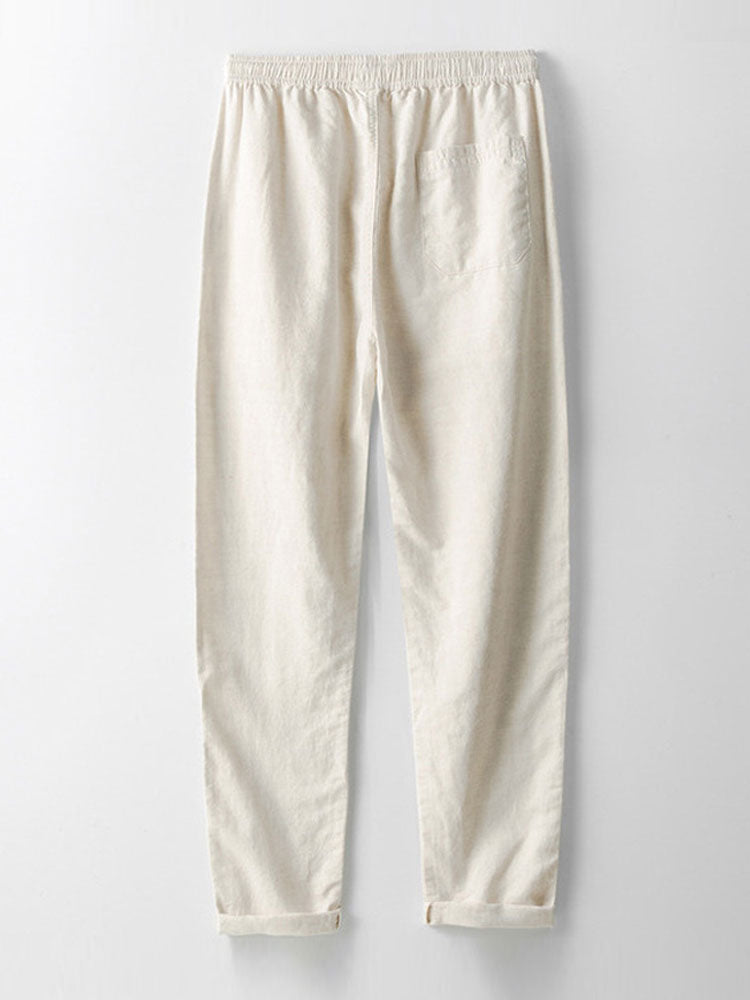 Geovari | Zig Zag Open-Knit Shirt & Straight-Leg Linen Trousers