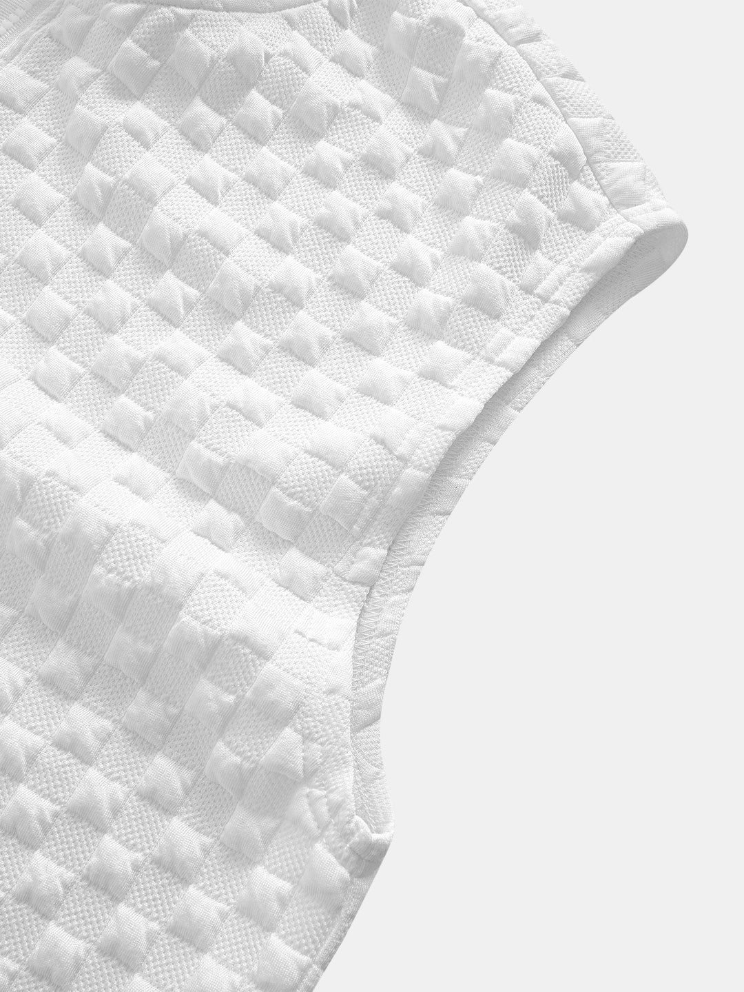 Geovari | Checkerboard Sleeveless Zip-Up Hoodie and Jacquard Jogger Trousers