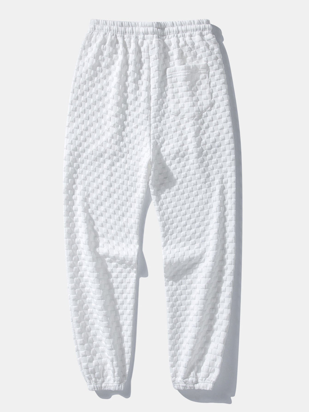Geovari | Checkerboard Sleeveless Zip-Up Hoodie and Jacquard Jogger Trousers