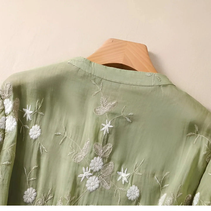 Geovari | Embroidered Floral Cotton Top