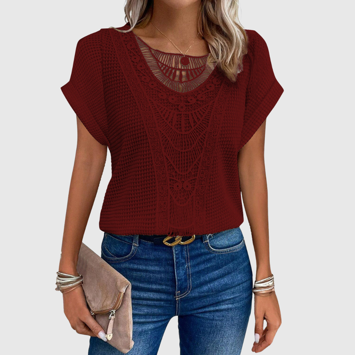 Geovari | Lace Short-Sleeved Top