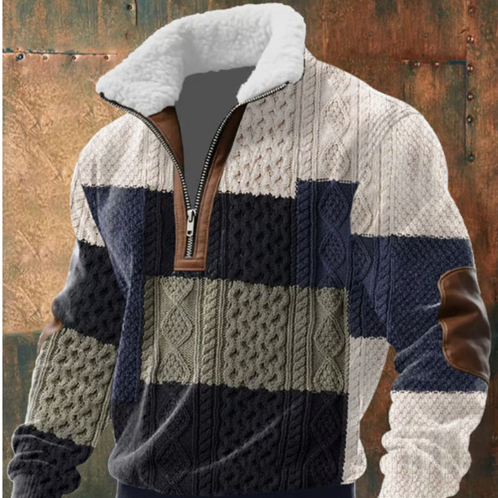 Geovari | Fleece Zip Polo Neck Jumper with High Collar