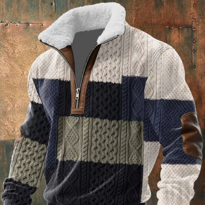 Geovari | Fleece Zip Polo Neck Jumper with High Collar