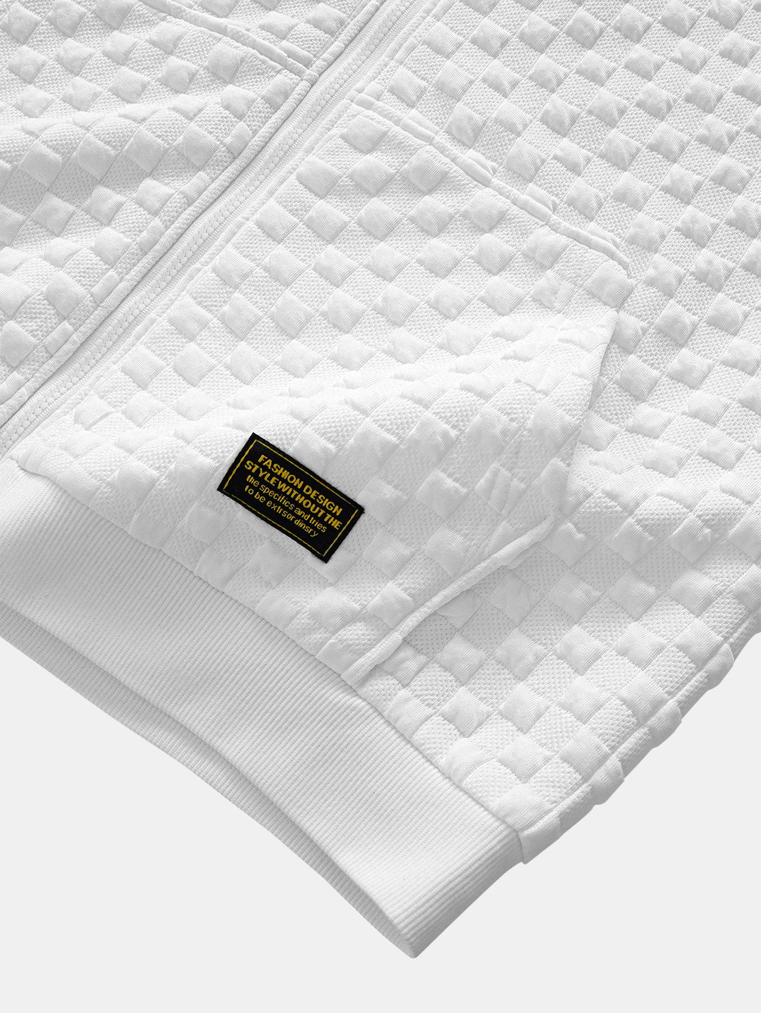 Geovari | Checkerboard Sleeveless Zip-Up Hoodie and Jacquard Jogger Trousers
