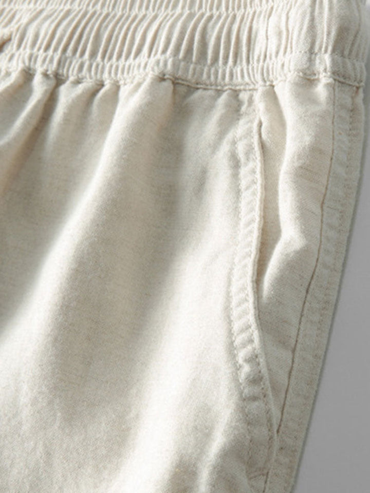 Geovari | Geometric Jacquard Cuban Collar Shirt and Linen Trousers