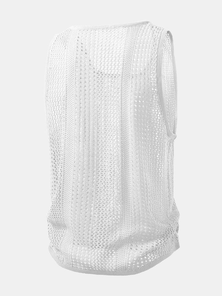 Geovari | Crocheted U-Neck Tank & Crinkle Straight-Leg Trousers