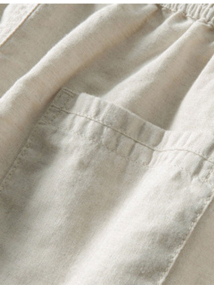Geovari | Zig Zag Open-Knit Shirt & Straight-Leg Linen Trousers