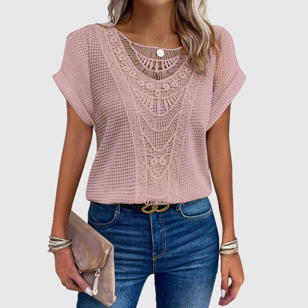 Geovari | Lace Short-Sleeved Top