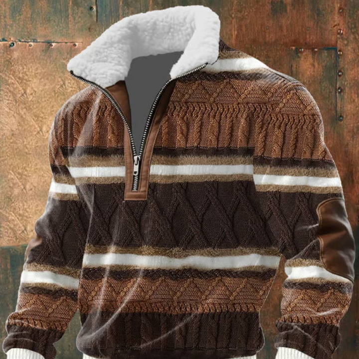 Geovari | Fleece Zip Polo Neck Jumper with High Collar