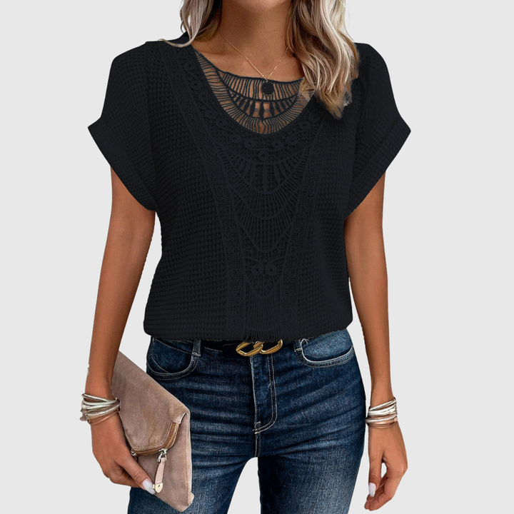 Geovari | Lace Short-Sleeved Top