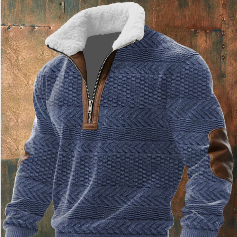 Geovari | Fleece Zip Polo Neck Jumper with High Collar