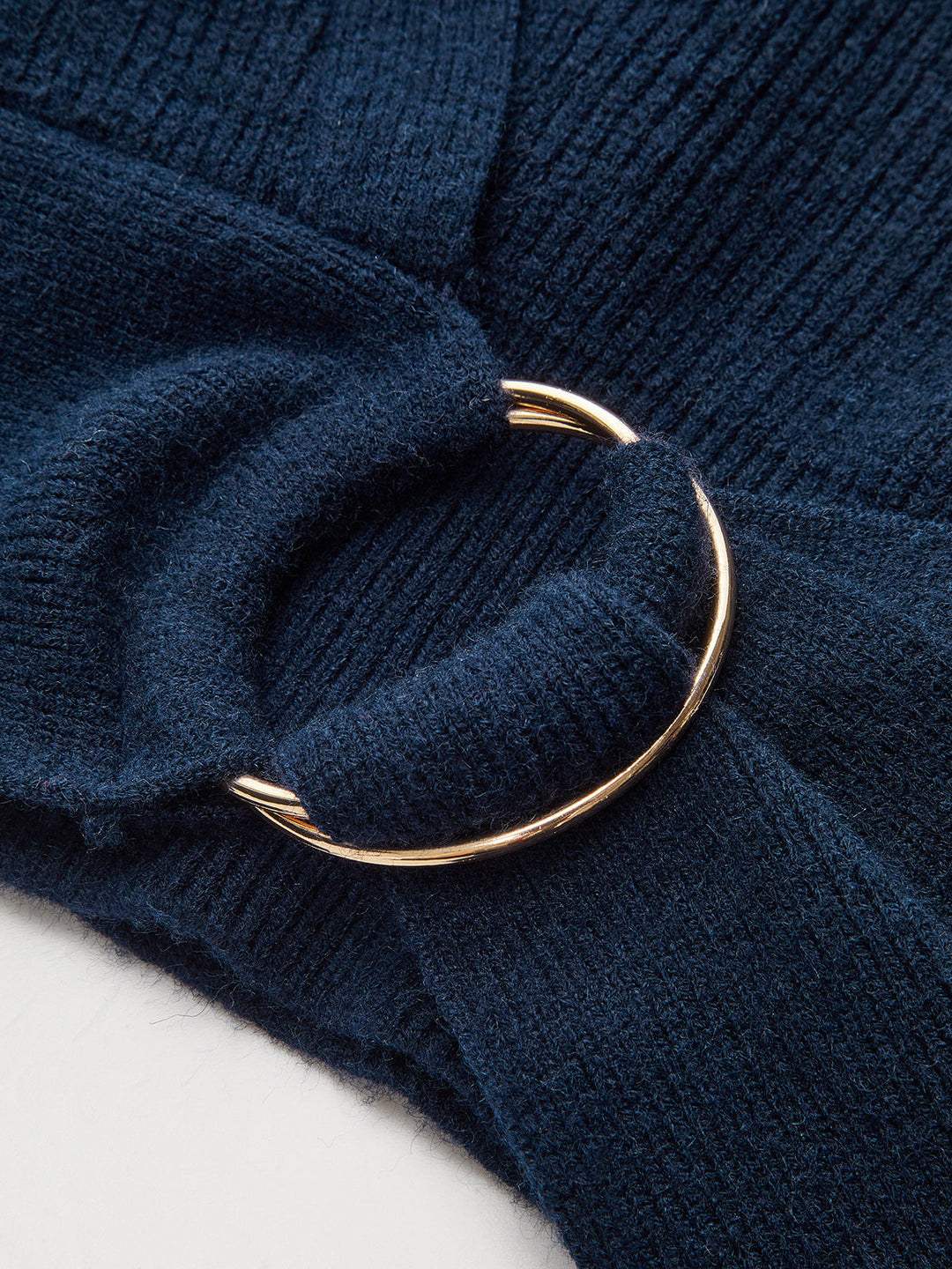 Geovari | Knitted Wrap Cardigan with Metal Ring Detail