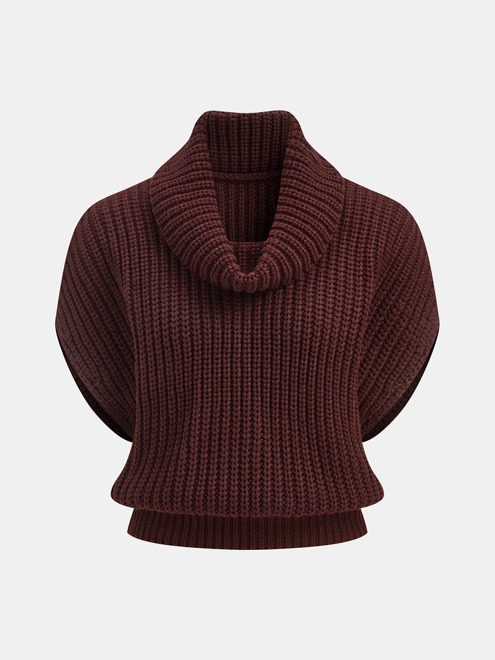 Geovari | Cowl-Neck Chunky-Knit Sleeveless Jumper