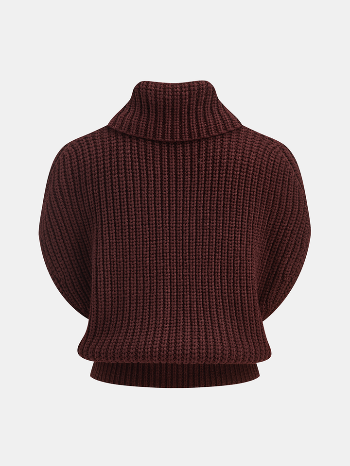 Geovari | Cowl-Neck Chunky-Knit Sleeveless Jumper