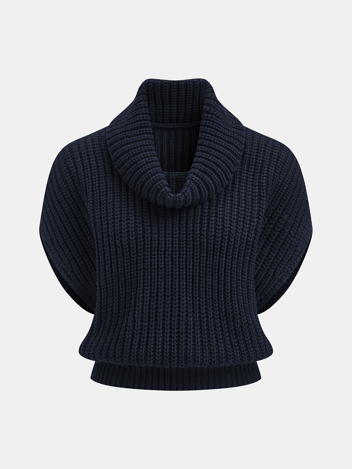 Geovari | Cowl-Neck Chunky-Knit Sleeveless Jumper