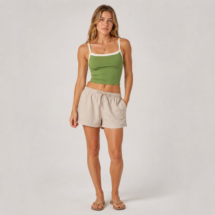 Geovari | Vintage Cropped Cami Top With Contrast Stripe