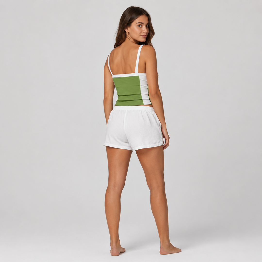 Geovari | Vintage Cropped Cami Top With Contrast Stripe