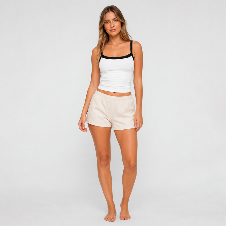 Geovari | Vintage Cropped Cami Top With Contrast Stripe