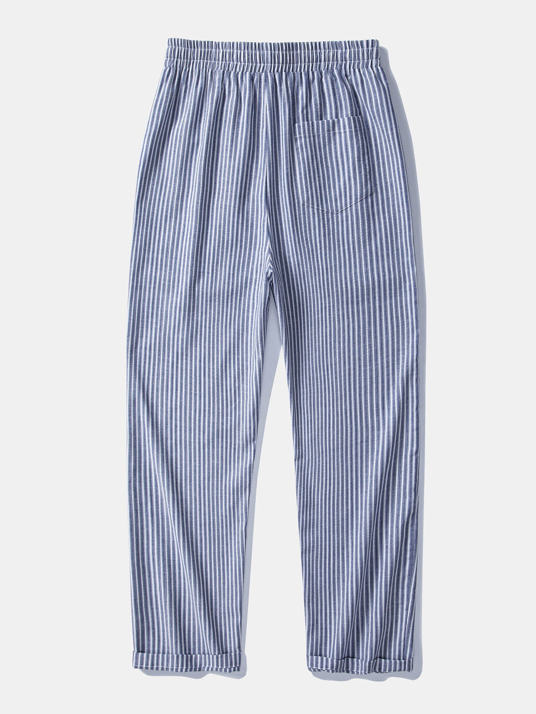 Geovari | Linen Rayon Blend Button-Up Shirt & Linen-Look Striped Trousers