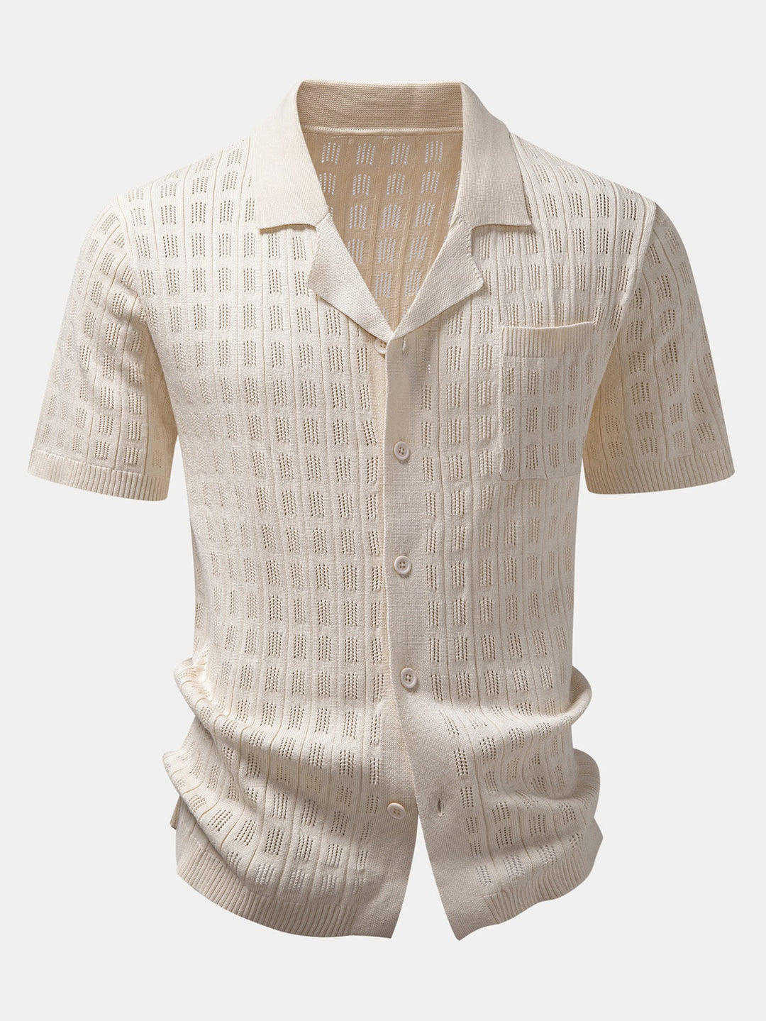 Geovari | Plaid Open-Knit Shirt & Straight-Leg Linen Trousers